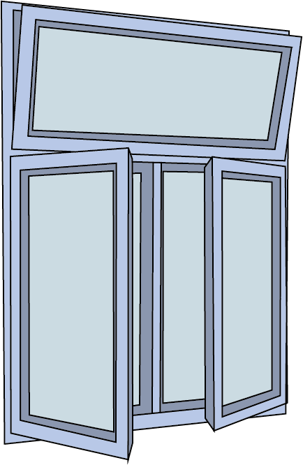 Avautuva ikkunaryhmä 4-pintaa