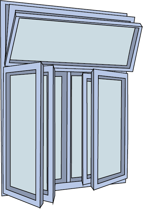 Avautuva ikkunaryhmä 6-pintaa